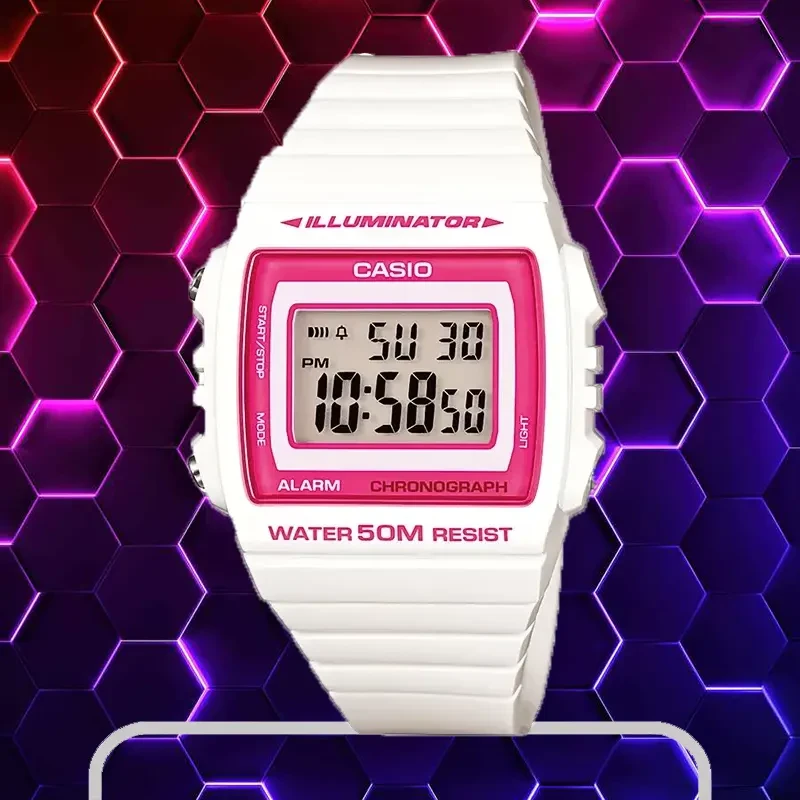 Casio Youth Illuminator Digital Dial White Band Ladies Watch- W-215H-7A2V